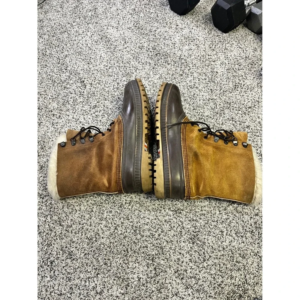 Vintage Sorel Caribou Mens 11 Winter Snow Boots Tan Suede Made Canada Waterproof